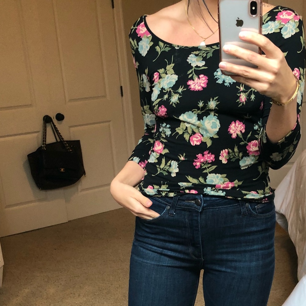 B.P cropped floral shirt